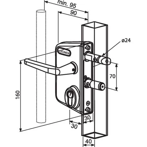 Remise ? Serrure De Portail En Applique Argent - Clé I - Axe à 30 Mm - Profil 40 à 60 Mm - LCKX - Locinox ? 2 Remise ? Serrure De Portail En Applique Argent - Clé I - Axe à 30 Mm - Profil 40 à 60 Mm - LCKX - Locinox ? – Image 2