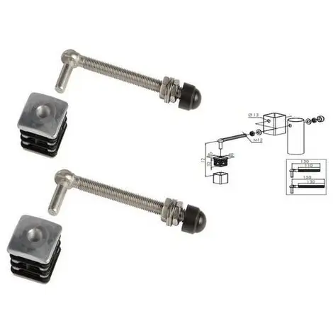 Sortie ❤️ 2 Charnières M12 Bouchons Alu Pour Portillon De Jardin, 40x40mm L 130mm LOCINOX - GBM12DP40130. ? 1 Sortie ❤️ 2 Charnières M12 Bouchons Alu Pour Portillon De Jardin, 40x40mm L 130mm LOCINOX - GBM12DP40130. ?